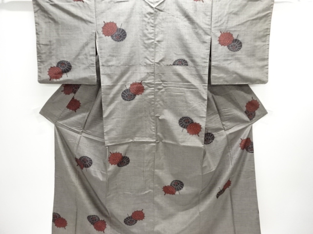 JAPANESE KIMONO / ANTIQUE KIMONO / SILK / TSUMUGI / WOVEN UMBRELLA